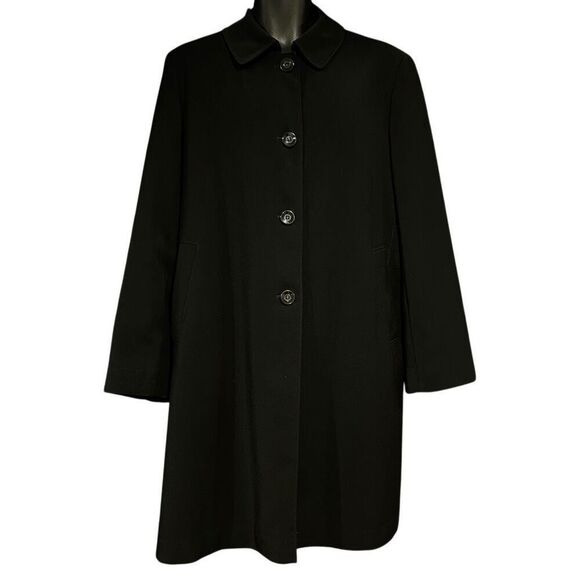 Portrait Black Knee Length Pea Trench Coat Jacket Men’s Large - Picture 1 of 5